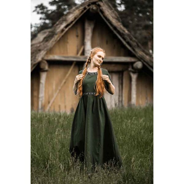 Ennlin Medieval Noble's Short Sleeve Dress - Green