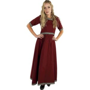 Ennlin Medieval Noble's Short Sleeve Dress - Red