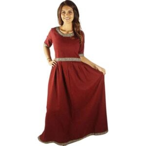 Ennlin Medieval Noble's Short Sleeve Dress - Red