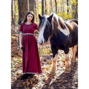 Ennlin Medieval Noble's Short Sleeve Dress - Red