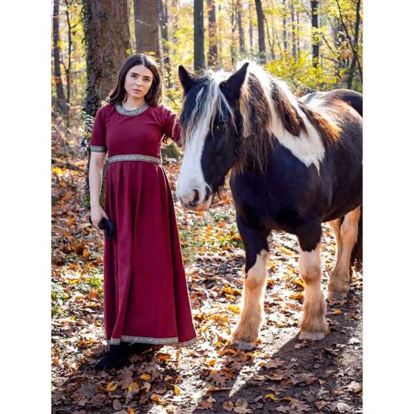Ennlin Medieval Noble's Short Sleeve Dress - Red