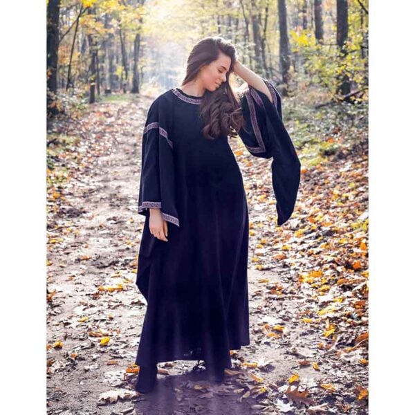 Ida Medieval Trumpet Sleeve Dress - Black