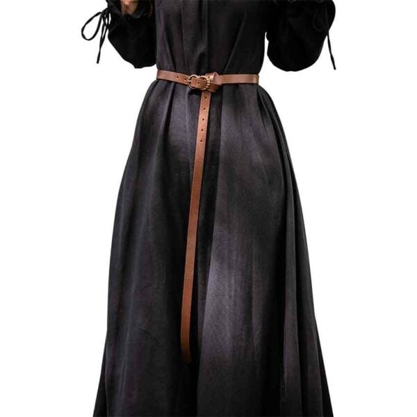 Daina Thin Leather Belt - Brown