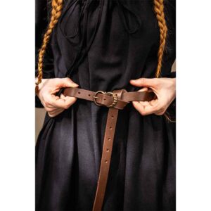 Daina Thin Leather Belt - Brown
