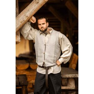 Lutz Handwoven Cotton Medieval Vest - Grey