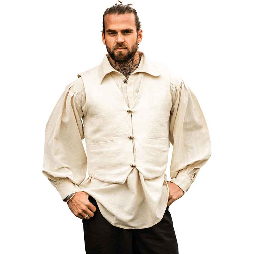 Lutz Handwoven Cotton Medieval Vest - Natural