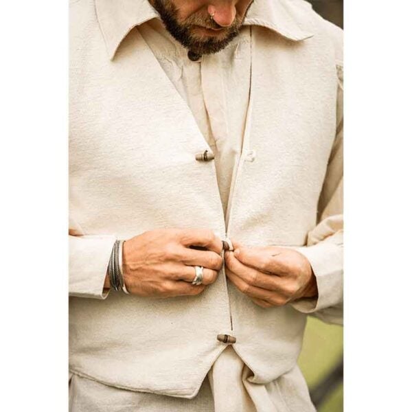 Lutz Handwoven Cotton Medieval Vest - Natural