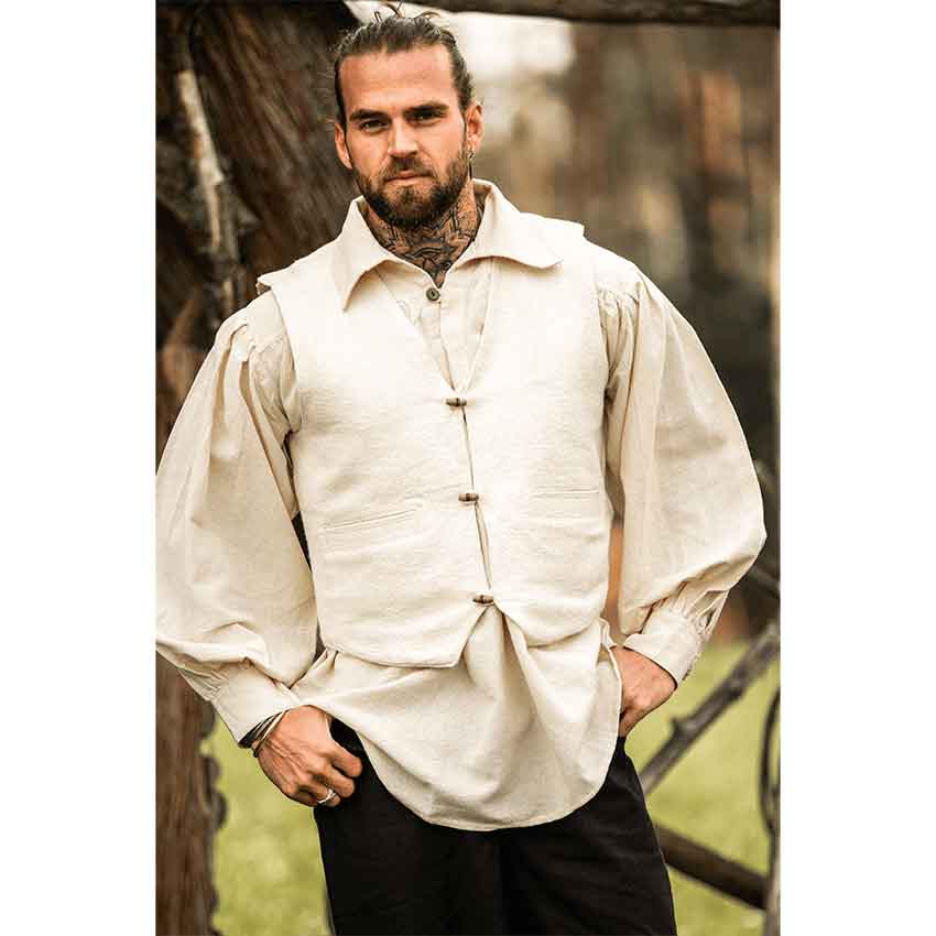 Lutz Handwoven Cotton Medieval Vest - Natural