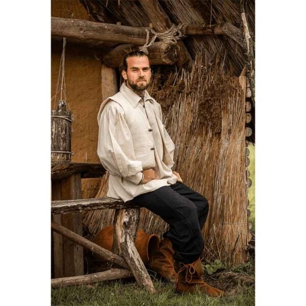 Lutz Handwoven Cotton Medieval Vest - Natural