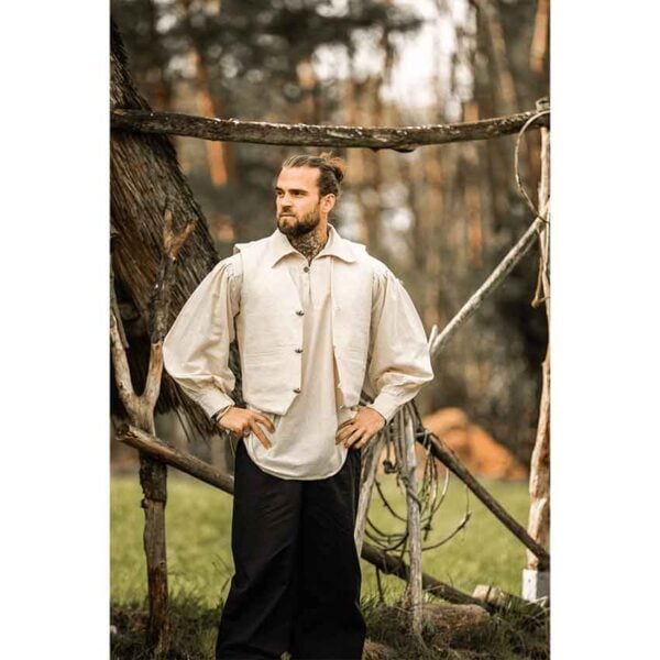 Lutz Handwoven Cotton Medieval Vest - Natural