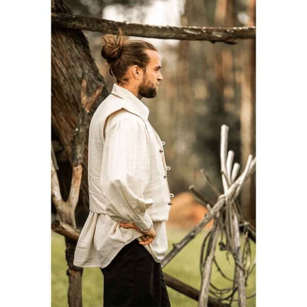 Lutz Handwoven Cotton Medieval Vest - Natural