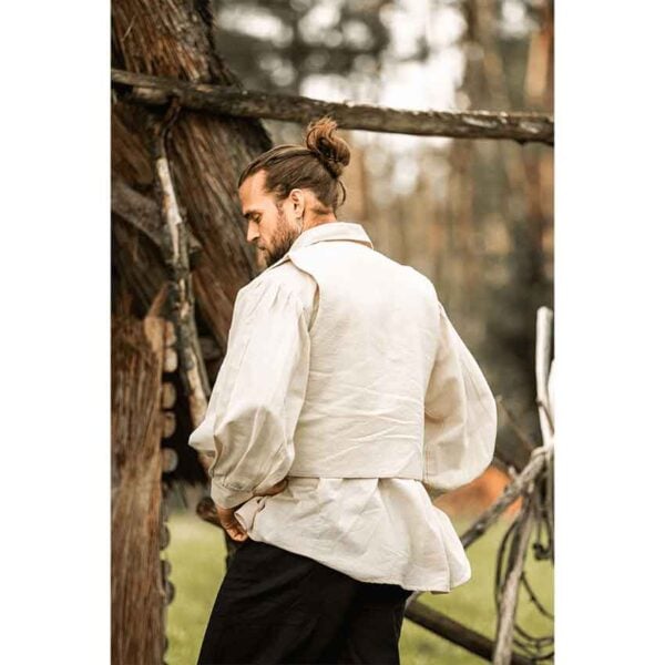 Lutz Handwoven Cotton Medieval Vest - Natural