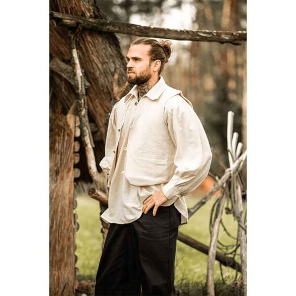 Lutz Handwoven Cotton Medieval Vest - Natural