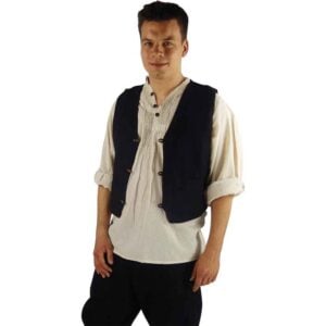 Lutz Handwoven Cotton Medieval Vest - Black