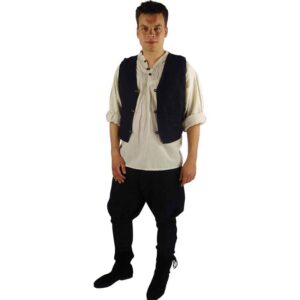 Lutz Handwoven Cotton Medieval Vest - Black