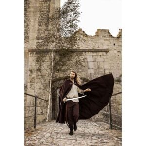 Tjark Wool Cloak with Wolf Clasp - Brown