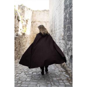 Tjark Wool Cloak with Wolf Clasp - Brown