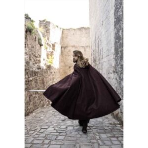 Tjark Wool Cloak with Wolf Clasp - Brown