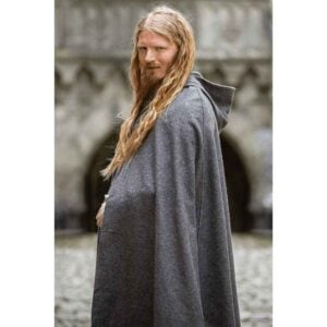 Tjark Wool Cloak with Wolf Clasp - Grey