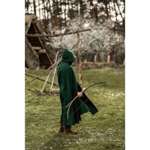 Tjark Wool Cloak with Wolf Clasp - Green