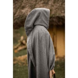 Ilmar Medieval Cloak with Dragon Clasp - Grey