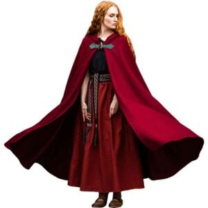 Ilmar Medieval Cloak with Dragon Clasp - Red