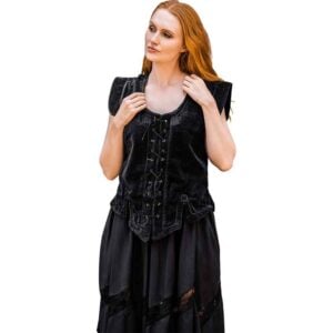 Adrienne Women's Velvet Medieval Bodice - Black