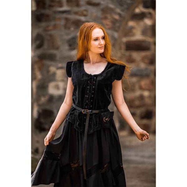 Adrienne Women's Velvet Medieval Bodice - Black