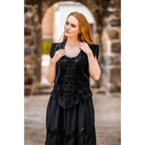 Adrienne Women's Velvet Medieval Bodice - Black