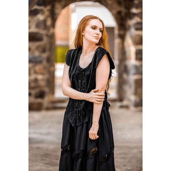 Adrienne Women's Velvet Medieval Bodice - Black