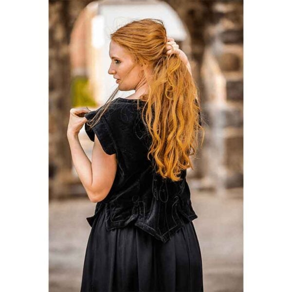 Adrienne Women's Velvet Medieval Bodice - Black