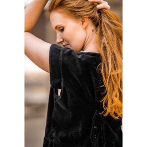 Adrienne Women's Velvet Medieval Bodice - Black