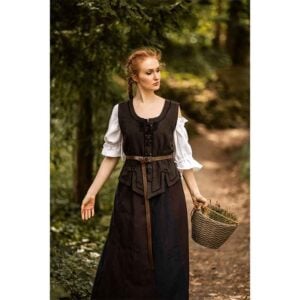 Selma Women's Embroidered Medieval Bodice - Dark Brown