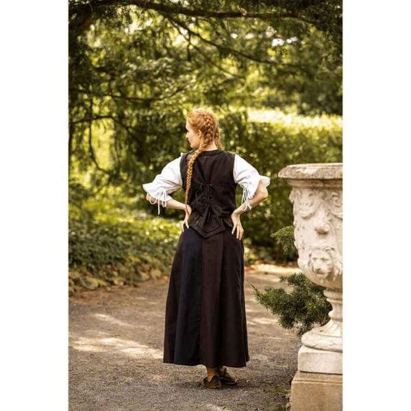 Selma Women's Embroidered Medieval Bodice - Dark Brown