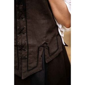 Selma Women's Embroidered Medieval Bodice - Dark Brown