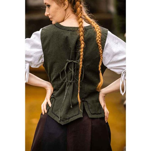 Selma Women's Embroidered Medieval Bodice - Green