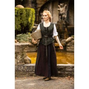 Selma Women's Embroidered Medieval Bodice - Green