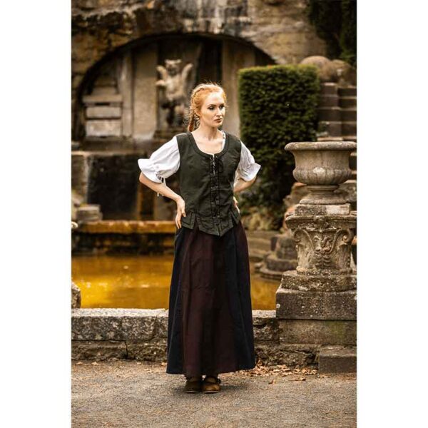 Selma Women's Embroidered Medieval Bodice - Green