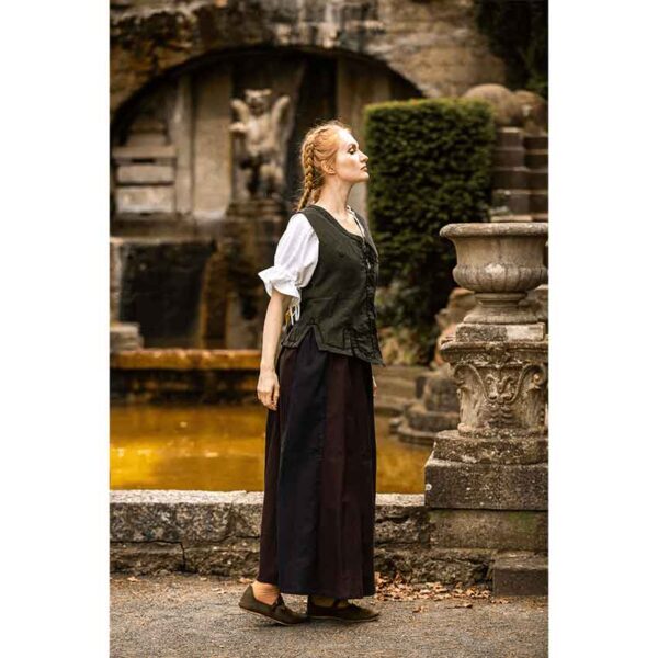 Selma Women's Embroidered Medieval Bodice - Green