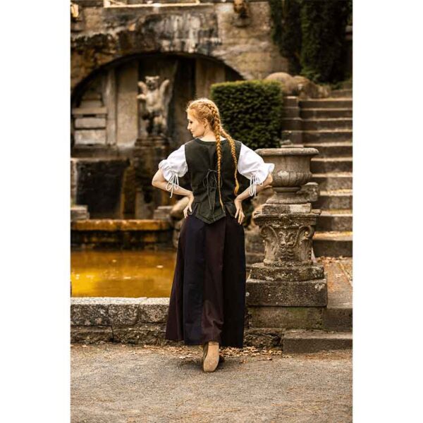 Selma Women's Embroidered Medieval Bodice - Green