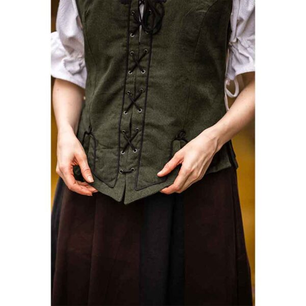 Selma Women's Embroidered Medieval Bodice - Green