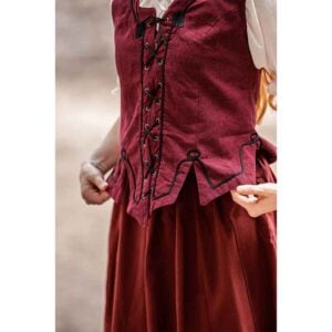 Selma Women's Embroidered Medieval Bodice - Red