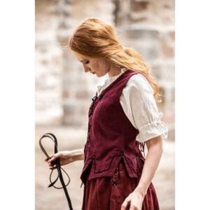 Selma Women's Embroidered Medieval Bodice - Red