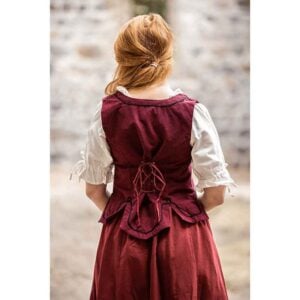 Selma Women's Embroidered Medieval Bodice - Red