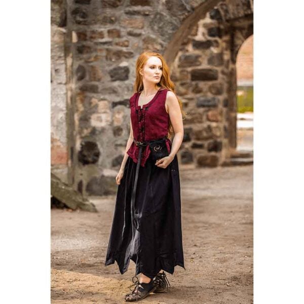 Selma Women's Embroidered Medieval Bodice - Red