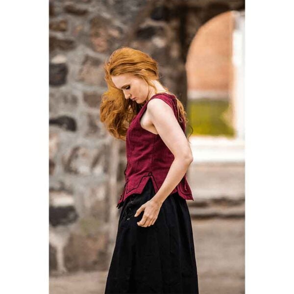 Selma Women's Embroidered Medieval Bodice - Red