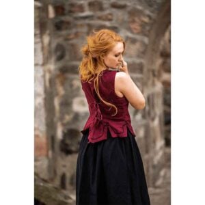 Selma Women's Embroidered Medieval Bodice - Red
