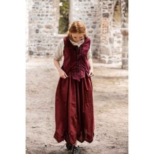 Selma Women's Embroidered Medieval Bodice - Red