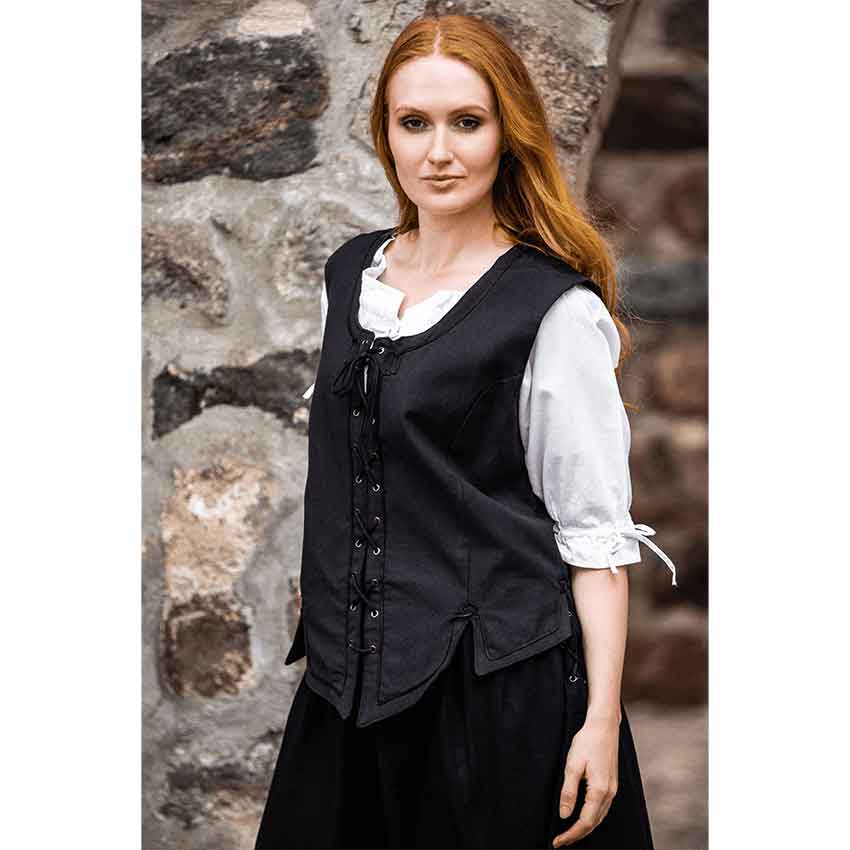 Selma Women's Embroidered Medieval Bodice - Black