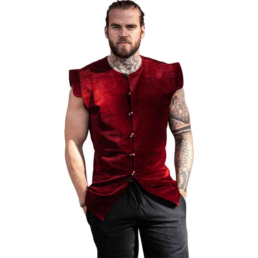 Heinrich Mens Lined Medieval Vest - Red